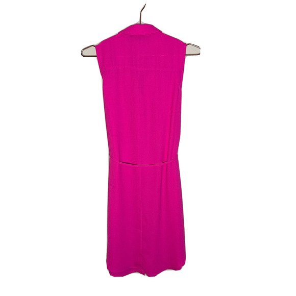 Apt. 9 Shirt Dress Button Up Size 4 Tie Notched CollardLapel Sleeveless HotPink - Picture 3 of 8